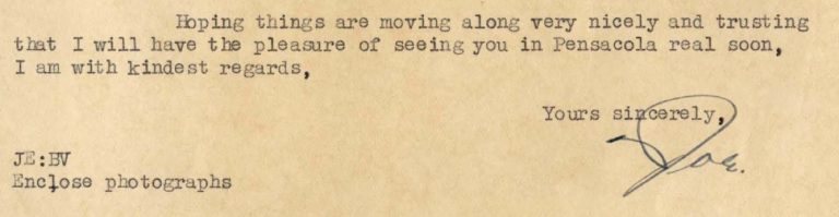 typewriter letter with signature at the bottom